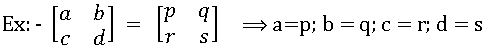 equality of matrices