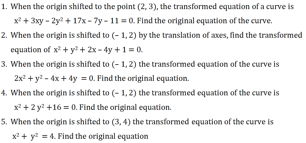 inter maths 1B Transformation of axes 4 marks imp qns - 1.